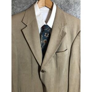 Oscar de la Renta Blazer Sport Coat Mens 38R Tan Tencel Two Button Notch Lapel